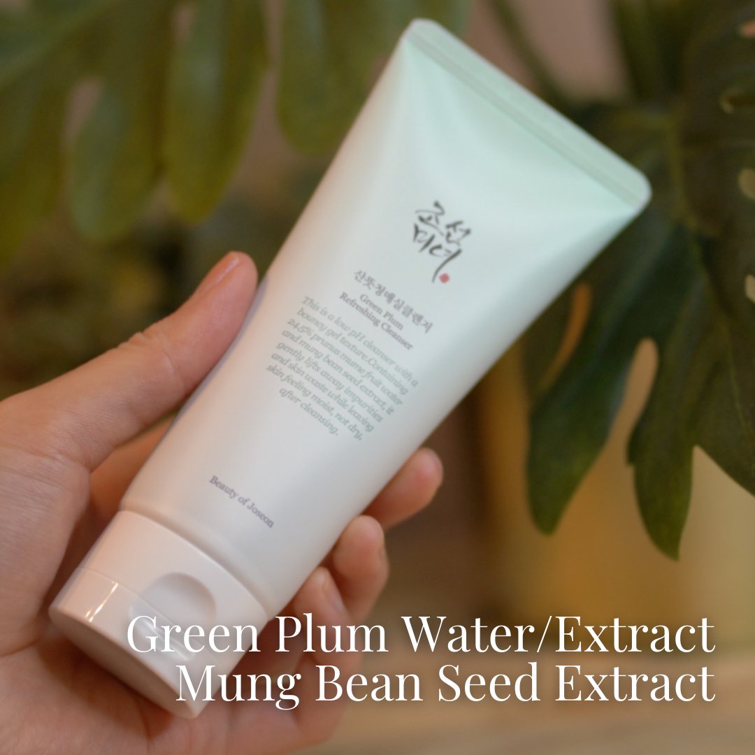 Photograph of Beauty of Joseon Green Plum Refreshing Cleanser with description of key ingredients