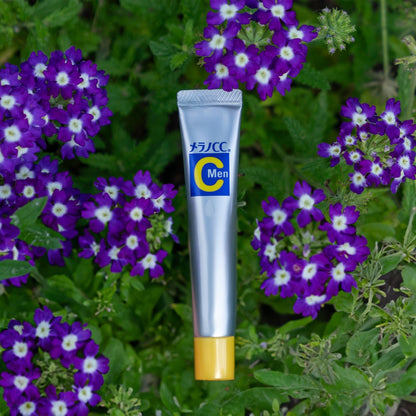 Photograph of Melano CC Vitamin C Men Anti-Blemish Concentration Serum in a bed of purple flowers